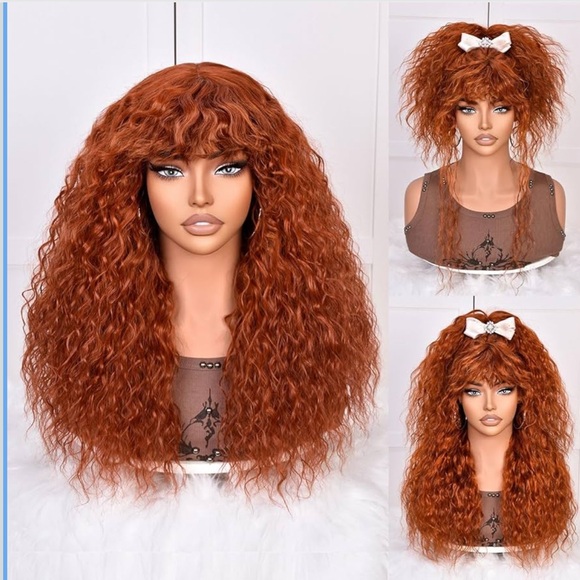 20” curly human hair wig with bangs - Picture 9 of 11